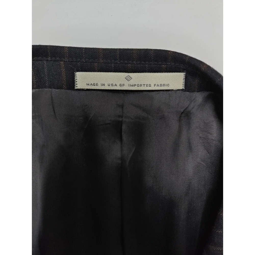 Joseph Abboud Wool Sport Coat 42L Black Brown Stripe USA 2 Button 1427/2
